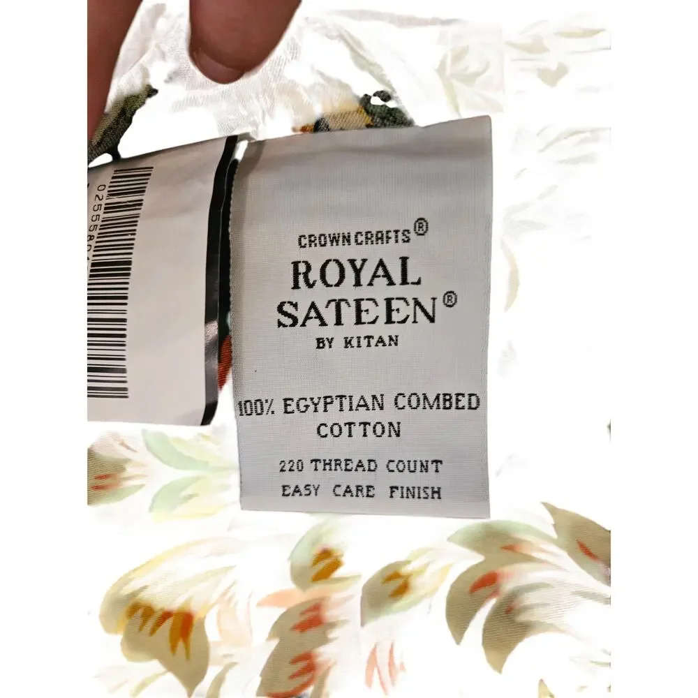 Vintage 90s Royal Sateen Twin Comforter 2 Pillow Shams Egyptian Cotton Ornate